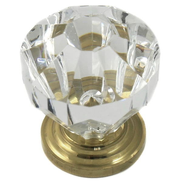Laurey 1 1/4" Acrystal Knob, Acrylic w/ Brass Base - 82104