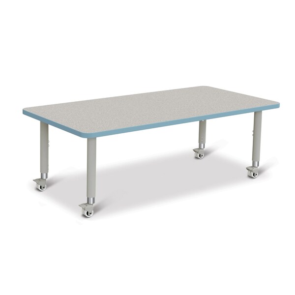 Jonti-Craft Berries Rectangle Activity Table, 30 in. x 60 in., Mobile, Freckled Gray/Coastal Blue/Gray - 6408JCM131