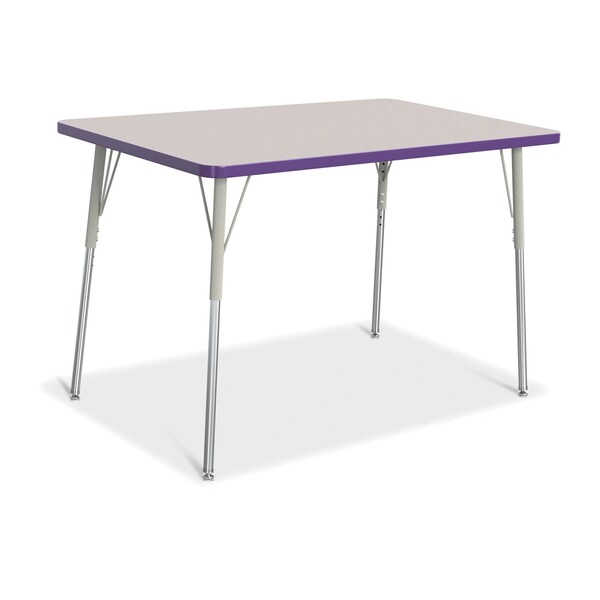 Jonti-Craft Berries Rectangle Activity Table, 30 in. x 48 in., A-height, Freckled Gray/Purple/Gray - 6473JCA004