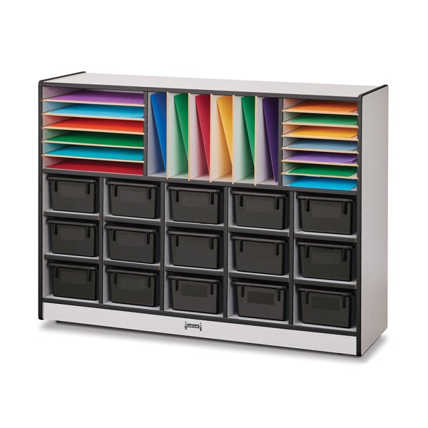 Jonti-Craft Rainbow Accents Sectional Cubbie-Tray Mobile Unit, with Trays, Black - 0416JCWW180
