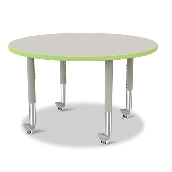 Jonti-Craft Berries Round Activity Table, 42 in. Diameter, Mobile, Freckled Gray/Key Lime/Gray - 6468JCM130