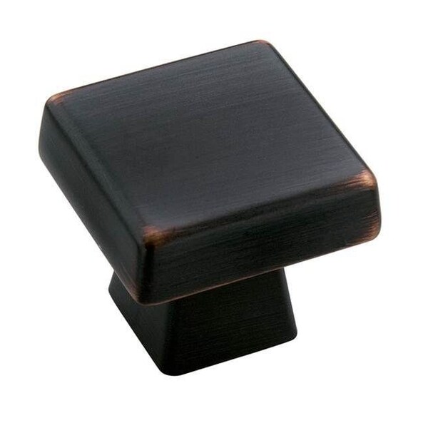 Amerock BP55271ORB-10PACK 1-3/16" (30 mm) Blackrock Square Cab Knob ORB - BP55271ORB-10PACK