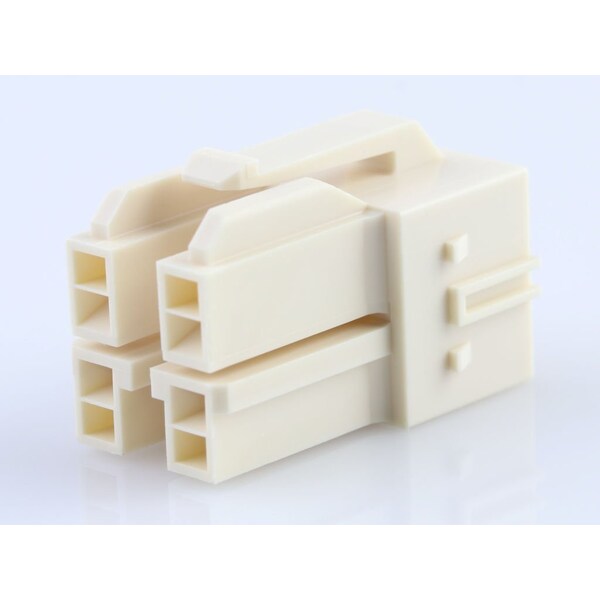Molex Cp-6.5 Carcasa de receptáculo, compatible con Glow-Wire, paso de 6.50 mm, doble fila, 4 circuitos, natural - 1512072411