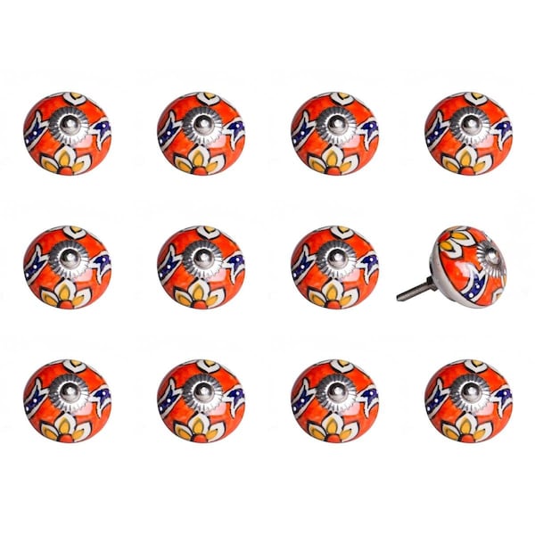 Homeroots Ceramic & Metal Multi Color Knob - 1.5 x 1.5 x 1.5 in., 12PK - 358128