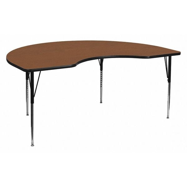 Flash Furniture Kidney Activity Table, 48" W, 72" L, 30.125" H, Laminate, Wood Grain - XU-A4872-KIDNY-OAK-T-A-GG