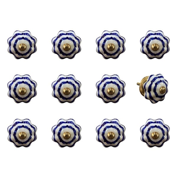 Homeroots K3544 Knob It - White Blue & Copper - Pack of 12, 12PK - 321688