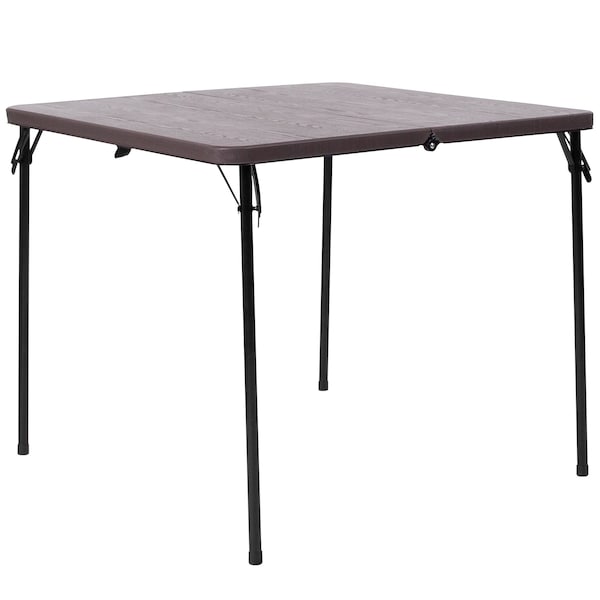 Flash Furniture Square Folding Table, 34" W, 34" L, 28.5" H, Plastic Top, Brown - DAD-LF-86-GG