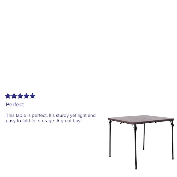 Flash Furniture Square Folding Table, 34" W, 34" L, 28.5" H, Plastic Top, Brown - DAD-LF-86-GG