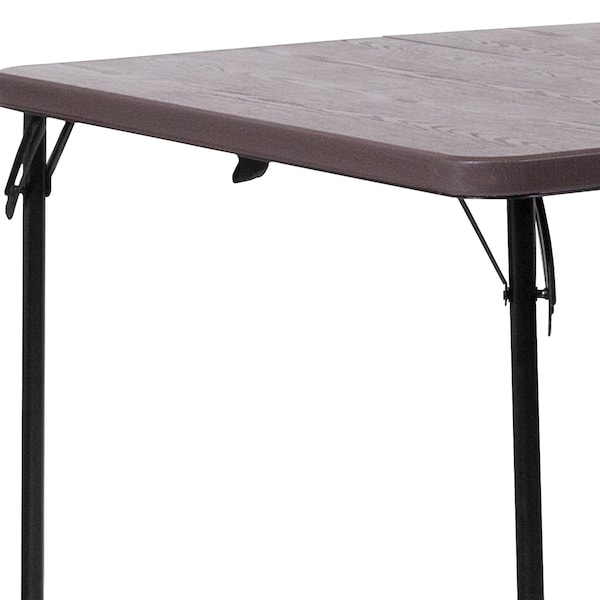 Flash Furniture Square Folding Table, 34" W, 34" L, 28.5" H, Plastic Top, Brown - DAD-LF-86-GG