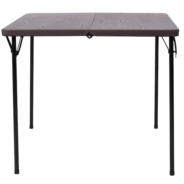 Flash Furniture Square Folding Table, 34" W, 34" L, 28.5" H, Plastic Top, Brown - DAD-LF-86-GG