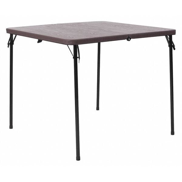 Flash Furniture Square Folding Table, 34" W, 34" L, 28.5" H, Plastic Top, Brown - DAD-LF-86-GG