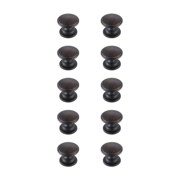 Plaza 1.2 in. Kaid Oil-Rubbed Bronze Mushroom Knob, Set of 10 - PL2946107