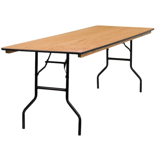 Flash Furniture Rectangle Folding Table, 30" W, 96" L, 30.25" H, Wood Top, Wood Grain - YT-WTFT30X96-TBL-GG