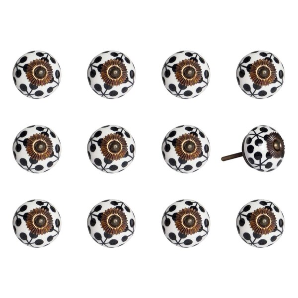 Homeroots K000031 Knob It - Black White & Copper - Pack of 12, 12PK - 321680