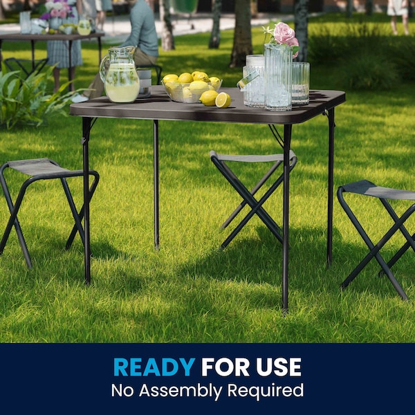 Flash Furniture Square Folding Table, 34" W, 34" L, 28.5" H, Plastic Top, Grey - DAD-LF-86-DG-GG