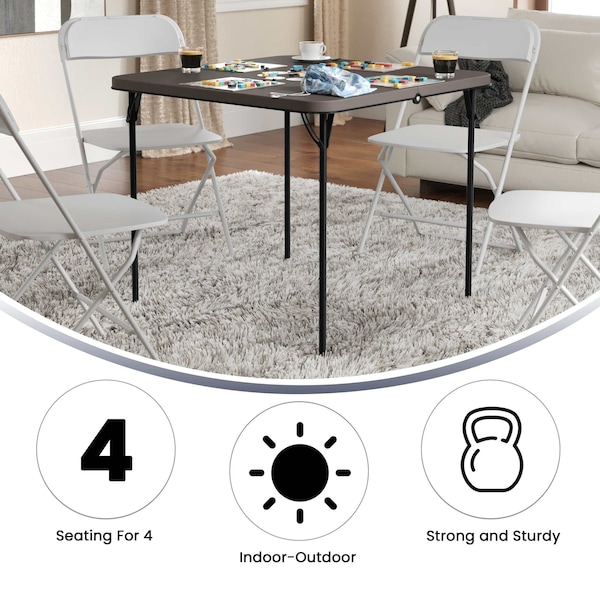 Flash Furniture Square Folding Table, 34" W, 34" L, 28.5" H, Plastic Top, Grey - DAD-LF-86-DG-GG