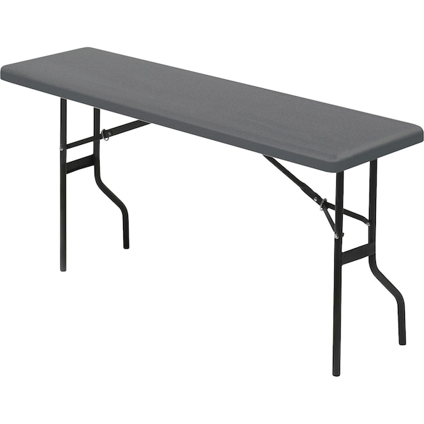 Iceberg Rectangle IndestrucTable Classic Folding Table, Charcoal - 18" x 72", 18" W, 72" L, 29" H, Charcoal - 65367
