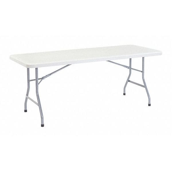 National Public Seating Rectangle Folding Table, 30" W, 72" L, 29-1/2" H, Blow-molded plastic Top, Speckled Gray - BT-3072