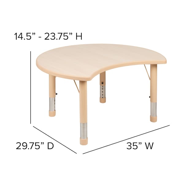Flash Furniture Crescent 25.125 W, 35.5 L, 23.5 H, Plastic, Steel, Brown - YU-YCY-093-CIR-TBL-NAT-GG