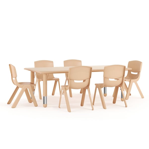 Flash Furniture Rectangle 23.625 W, 47.25 L, 23.5 H, Plastic, Steel, Brown - YU-YCY-060-0036-RECT-TBL-NAT-GG