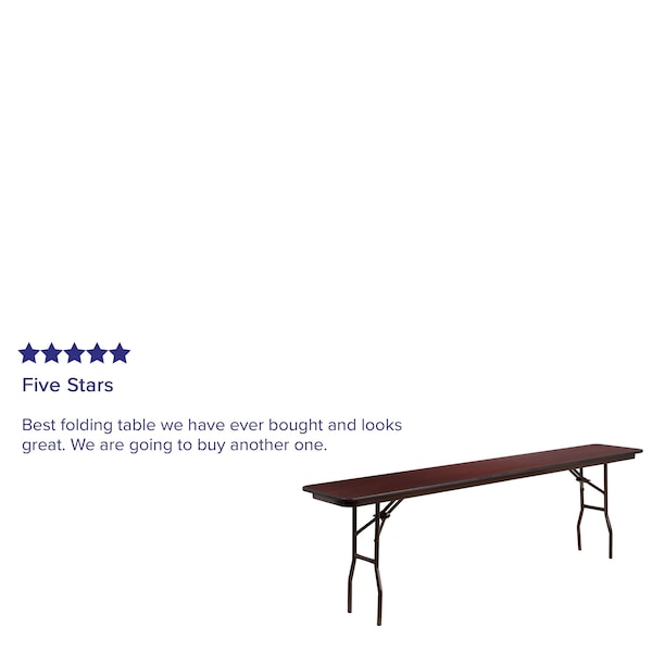Flash Furniture Rectangle Training Table, 18" W, 96" L, 30" H, Laminate Top, Wood Grain - YT-1896-HIGH-WAL-GG