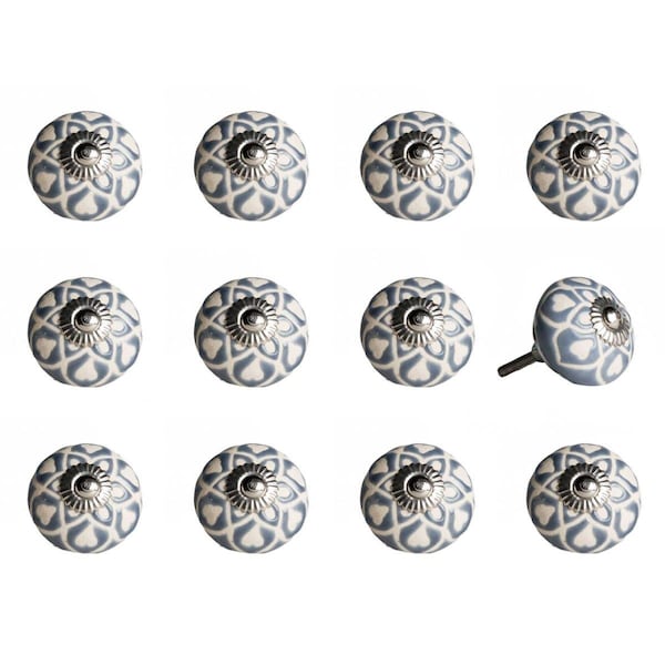 Decoracion KI1217 Knob It - Gray Cream & Silver, 12PK - DE3082502