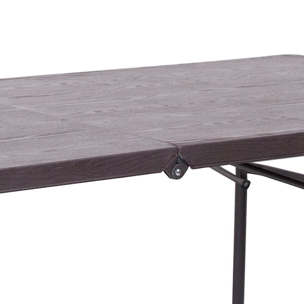 Flash Furniture Rectangle Folding Table, 30" W, 72" L, 29" H, Plastic Top, Brown - DAD-LF-183Z-GG