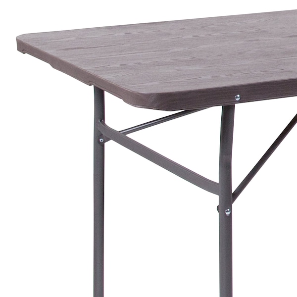 Flash Furniture Rectangle Folding Table, 30" W, 72" L, 29" H, Plastic Top, Brown - DAD-LF-183Z-GG