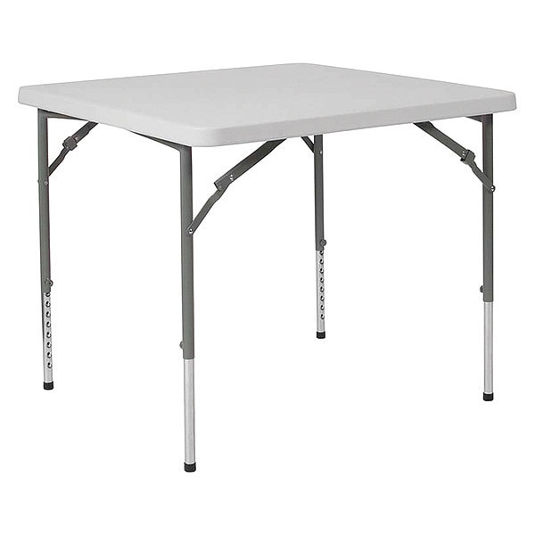 Flash Furniture Square Folding Table, Plastc, 34'' Sqr, Adj, Wht, 33.5" W, 33.5" L, 29" H, Plastic Top, White - RB-3434ADJ-GG