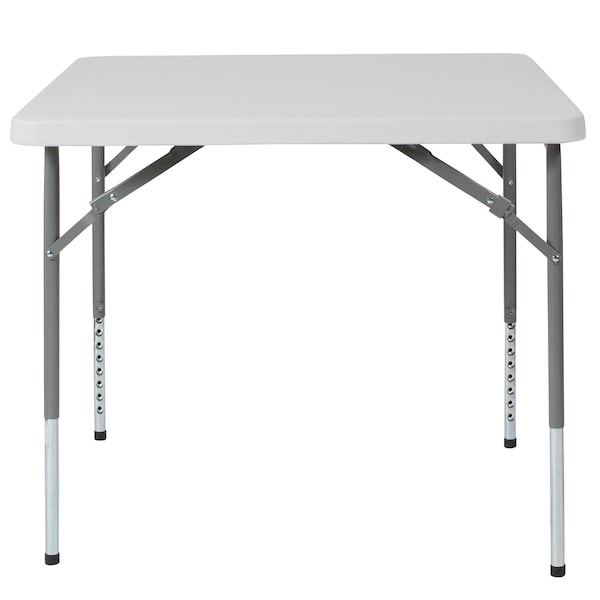 Flash Furniture Square Folding Table, Plastc, 34'' Sqr, Adj, Wht, 33.5" W, 33.5" L, 29" H, Plastic Top, White - RB-3434ADJ-GG