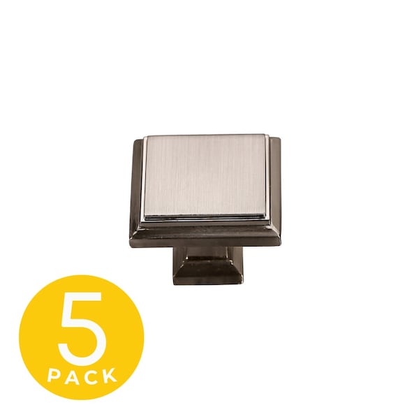Sapphire Accent Series 1-1/4 in. Modern Satin Nickel Square Cabinet Knob (5-Pack) - SP-1071-K-SN-5