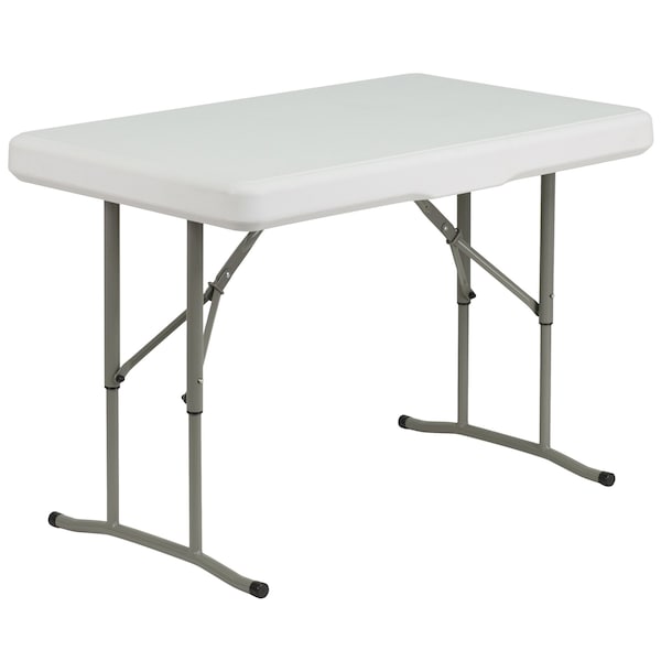 Flash Furniture Rectangle White Plastic Fold Table/Bench, 25.5" W, 41" L, 28.5" H, Plastic Top, White - DAD-YCZ-103-GG