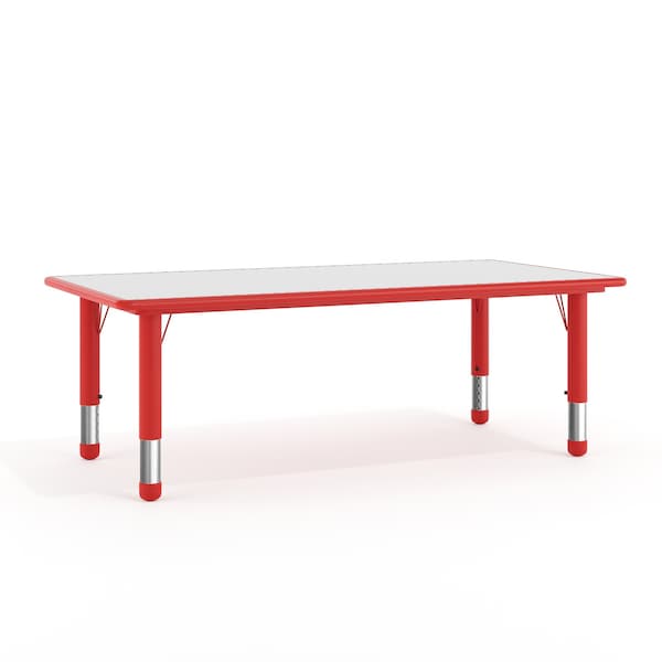 Flash Furniture Rectangle Activity Table, 23.625 W, 47.25 L, 23.5 H, Plastic, Steel, Red - YU-YCY-060-RECT-TBL-RED-GG