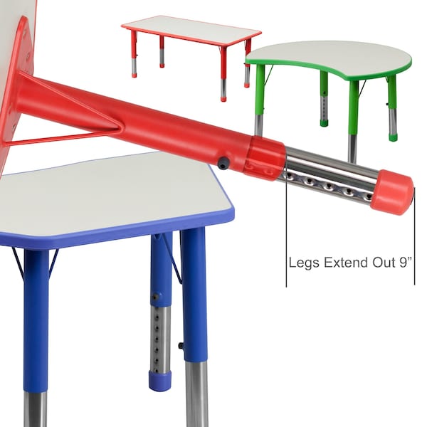 Flash Furniture Rectangle Activity Table, 23.625 W, 47.25 L, 23.5 H, Plastic, Steel, Red - YU-YCY-060-RECT-TBL-RED-GG