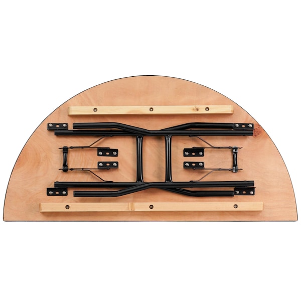 Flash Furniture Half Round Folding Table, 48" W, 24" L, 30.25" H, Wood Top, Wood Grain - YT-WHRFT48-HF-GG