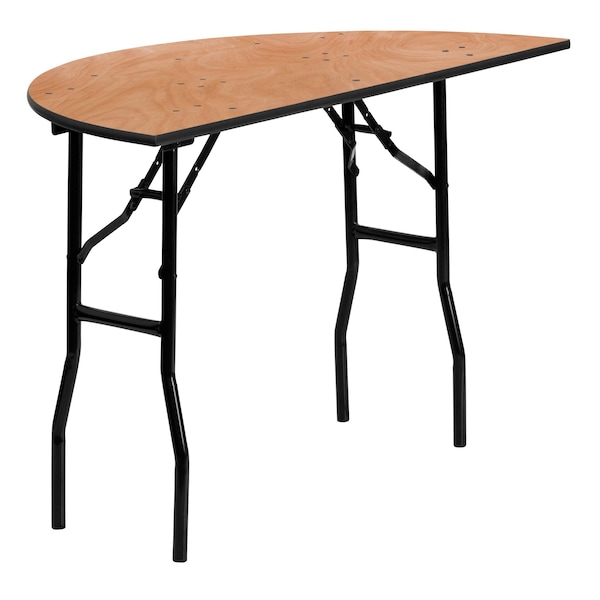 Flash Furniture Half Round Folding Table, 48" W, 24" L, 30.25" H, Wood Top, Wood Grain - YT-WHRFT48-HF-GG