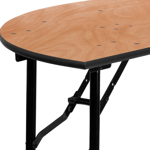 Flash Furniture Half Round Folding Table, 48" W, 24" L, 30.25" H, Wood Top, Wood Grain - YT-WHRFT48-HF-GG
