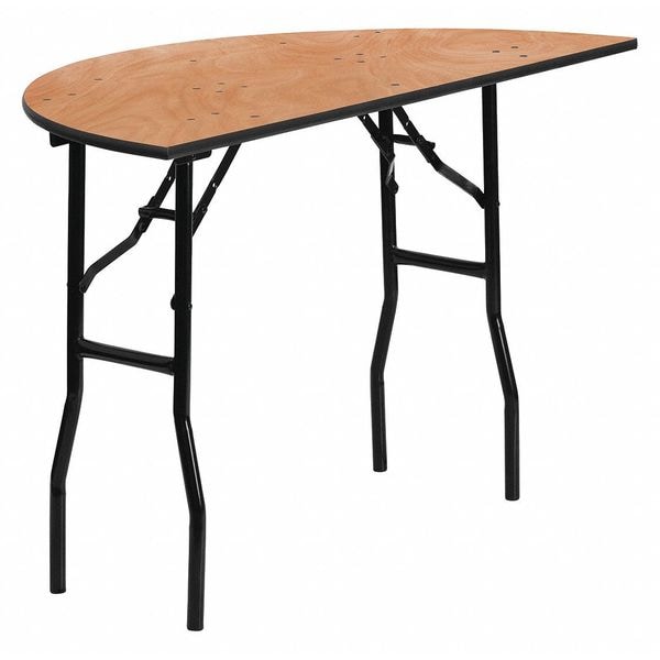 Flash Furniture Half Round Folding Table, 48" W, 24" L, 30.25" H, Wood Top, Wood Grain - YT-WHRFT48-HF-GG
