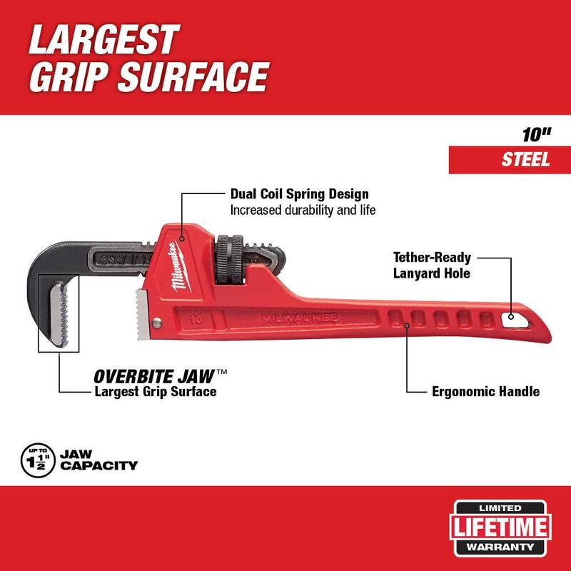 Llave para tubo de acero de 10 pulgadas de Milwaukee - 48-22-7110
