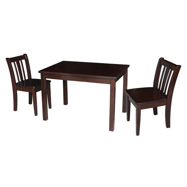 International Concepts Rectangle Table with 2 San Remo Juvenile Chairs, 24 in W, 33.1 in L, 22.2 in H, Wood, Rich Mocha - K15-2532-CC105-2