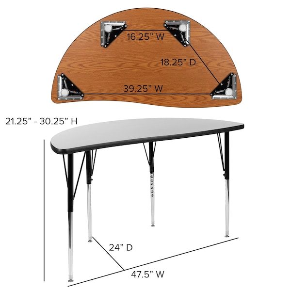 Flash Furniture 47.5 W, 76 L, 30.25 H, Chrome, Laminate, Particleboard, Plastic, Steel - XU-GRP-16CH-A3048CON-48-GY-T-A-GG