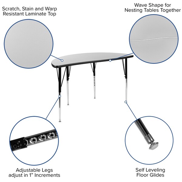 Flash Furniture 47.5 W, 76 L, 30.25 H, Chrome, Laminate, Particleboard, Plastic, Steel - XU-GRP-16CH-A3048CON-48-GY-T-A-GG