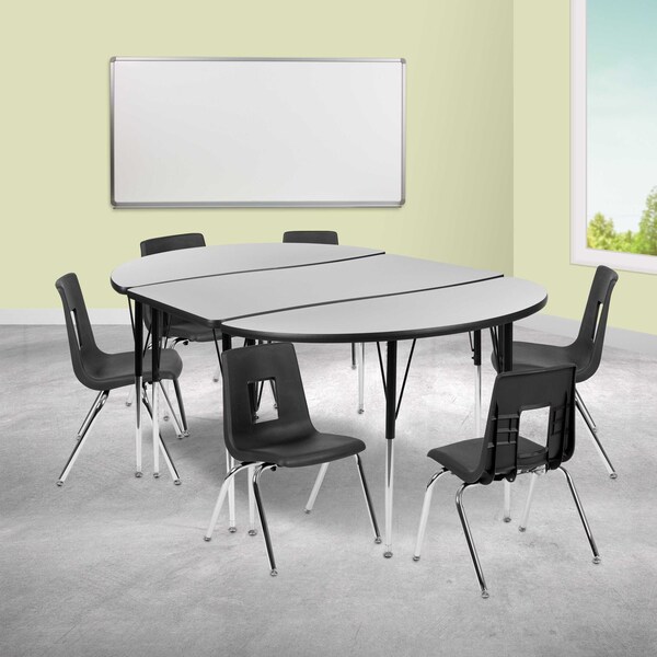 Flash Furniture 47.5 W, 76 L, 30.25 H, Chrome, Laminate, Particleboard, Plastic, Steel - XU-GRP-16CH-A3048CON-48-GY-T-A-GG