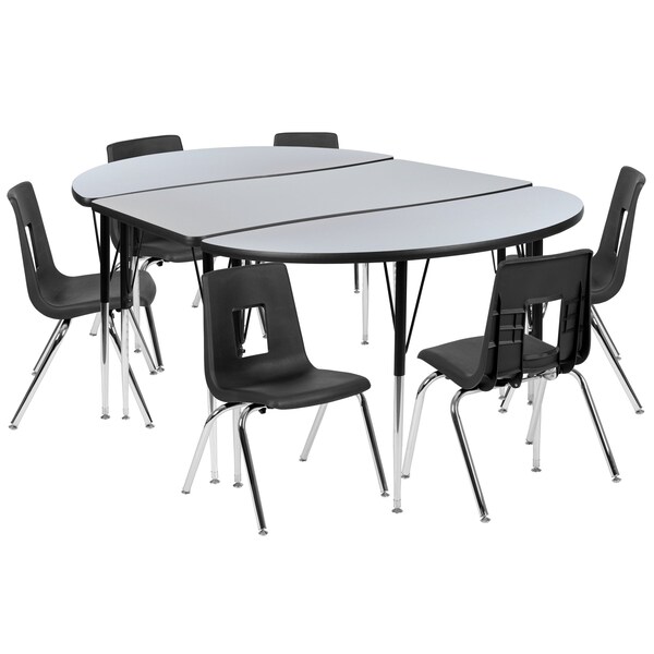 Flash Furniture 47.5 W, 76 L, 30.25 H, Chrome, Laminate, Particleboard, Plastic, Steel - XU-GRP-16CH-A3048CON-48-GY-T-A-GG