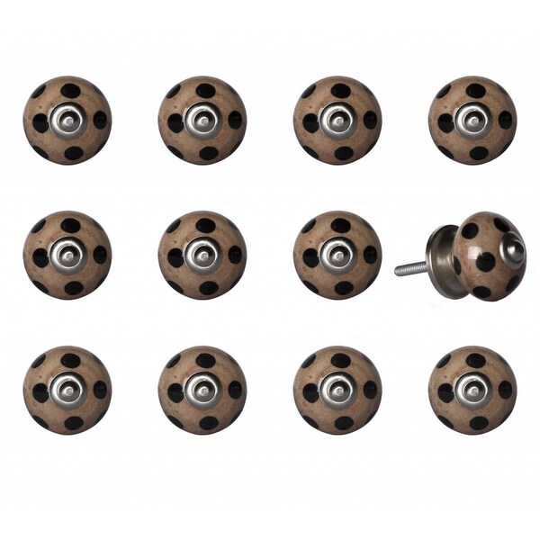 Pipers Pit Brown & Black Ceramic, Metal Knob - 1.5 x 1.5 x 1.5 in., 12PK - PI2627260