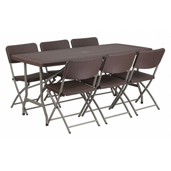 Flash Furniture Rectangle 32.5" W, 67.5" L, 28.75" H, Plastic Top, Brown - DAD-YCZ-172-61-GG