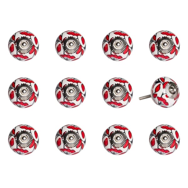 Homeroots 1.5 x 1.5 x 1.5 in. Ceramic & Metal Multi Color Knob, 12PK - 358084