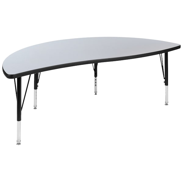 Flash Furniture Oval 60 W, 86 L, 25.25 H, Chrome, Laminate, Particleboard, Steel, Grey - XU-GRP-A3060CON-60-GY-T-P-GG