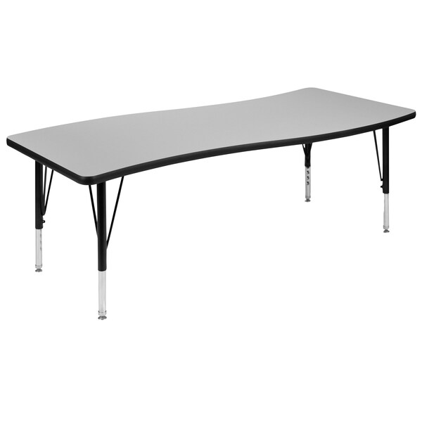 Flash Furniture Oval 60 W, 86 L, 25.25 H, Chrome, Laminate, Particleboard, Steel, Grey - XU-GRP-A3060CON-60-GY-T-P-GG