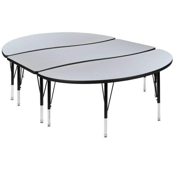 Flash Furniture Oval 60 W, 86 L, 25.25 H, Chrome, Laminate, Particleboard, Steel, Grey - XU-GRP-A3060CON-60-GY-T-P-GG